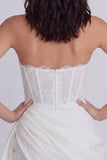 Strapless White Lace Corset Bodycon Bridal Shower Dress