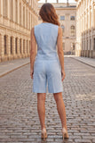 Light Blue 2 Piece Single Breasted V-Neck Women Suits