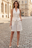 Ivory Halter 2 Piece Women's Work Suits