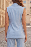 Light Blue Peak Lapel Double Breasted 2 Piece Slim Fit Women Suits