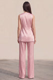 Pink 2 Piece V-Neck One Button Women Suits