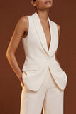 Ivory 2 Piece Shawl Lapel One Button Slim Fit Women Suits
