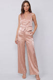 2 Piece Dusty Rose V Neck Women's Suits with Pockets