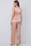2 Piece Dusty Rose V Neck Women's Suits with Pockets