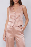 2 Piece Dusty Rose V Neck Women's Suits with Pockets