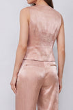 2 Piece Dusty Rose V Neck Women's Suits with Pockets
