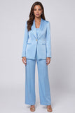 Light Blue Shawl Lapel 2 Piece Women's Work Suits