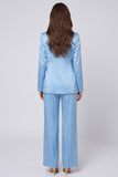 Light Blue Shawl Lapel 2 Piece Women's Work Suits