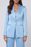 Light Blue Shawl Lapel 2 Piece Women's Work Suits