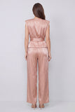 Dusty Rose 2 Piece V-Neck Women's Suits with Belt