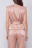 Dusty Rose 2 Piece V-Neck Women's Suits with Belt