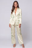 Light Green Printed 2 Piece Notched Lapel Women's Suits