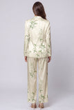 Light Green Printed 2 Piece Notched Lapel Women's Suits