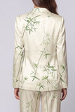 Light Green Printed 2 Piece Notched Lapel Women's Suits