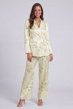 Notched Lapel 2 Piece Light Green Printed Women's Suits