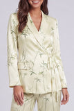 Notched Lapel 2 Piece Light Green Printed Women's Suits
