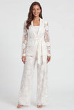 Ivory Notched Lapel 2 Piece Floral Women's Jumpsuits