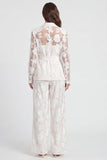Ivory Notched Lapel 2 Piece Floral Women's Jumpsuits
