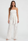 Ivory Notched Lapel 2 Piece Floral Women's Jumpsuits