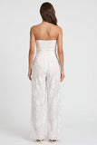 Ivory Notched Lapel 2 Piece Floral Women's Jumpsuits