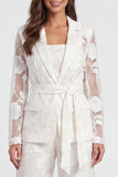 Ivory Notched Lapel 2 Piece Floral Women's Jumpsuits