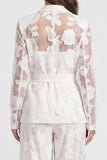 Ivory Notched Lapel 2 Piece Floral Women's Jumpsuits