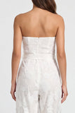 Ivory Notched Lapel 2 Piece Floral Women's Jumpsuits