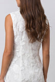 Ivory Shawl Lapel Double Breasted Ruffled Short Work Dress