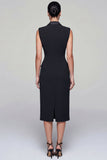 Black Sheath Peak Lapel Double Breasted Midi Work Dress