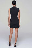 Black Bodycon Double Breasted Sheath 2 Piece Short Business Dress