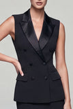 Black Bodycon Double Breasted Sheath 2 Piece Short Business Dress