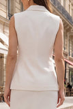 Ivory Shawl Lapel 2-piece Sheath Single Breasted Work Dress