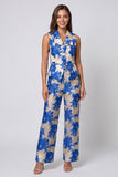 Blue Floral Single Breasted 2 Piece Prom Suits