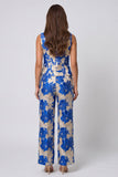 Blue Floral Single Breasted 2 Piece Prom Suits