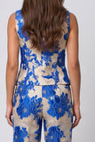 Blue Floral Single Breasted 2 Piece Prom Suits