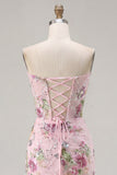 Pink Sweetheart Sheer Corset Bodycon Sequins Party Dress