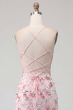 Pink Sheer Corset Sequins Bodycon Cocktail Dress