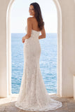 Strapless Ivory Mermaid Floral Long Wedding Dress