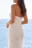 Strapless Ivory Mermaid Floral Long Wedding Dress