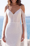 Ivory Cold Shoulder Mermaid Long Wedding Dress