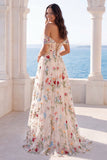 Off the Shoulder Ivory Corset A Line Floral Wedding Dress