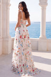 Ivory A Line Square Neck Floral Wedding Dress
