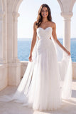 Sweetheart Ivory A Line Cut Out Beach Wedding Dress with Streamer
