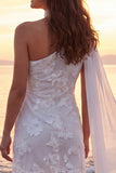 Ivory One Shoulder Floral Bridal Shower Dress with Sash