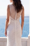 Ivory Mermaid Illusion Neck Long Lace Wedding Dress