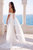 Off The Shoulder Mermaid Ivory Wedding Dress with Streamer