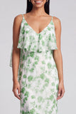Mermaid Light Green Floral Maxi Dress