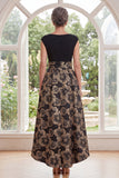 Black A-Line Bateau Neck Floral High Low Mother Of the Bride Dress with Bow