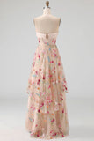 Sweetheart Champagne A-Line Corset High-Low Floral Mother Of the Bride Dress