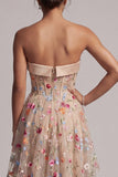 Sweetheart Champagne A-Line Corset High-Low Floral Mother Of the Bride Dress